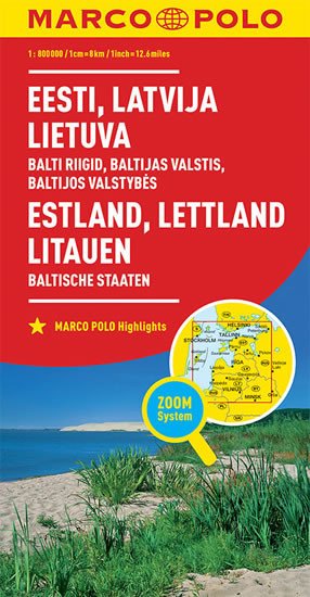 Mapa – Marco Polo – Estonsko, Lotyšsko, Litva 1:800000